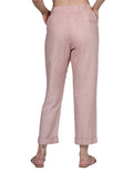 Pantalones Para Mujer Bobois Moda Casuales De Lino Flojos Pierna Amplia Palo Rosa W21104