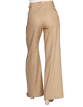 Pantalones Para Mujer Bobois Moda Casuales Lino Amplio Comodo Tiro Alto Beige W21103