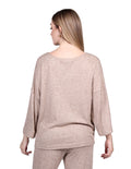 Sweter Para Mujer Casual Cuello V Tejido de Punto Jaspe Beige O23101