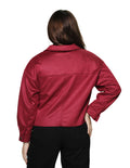 Chaqueta Corta Mujer Chamarra Ligera Casual Moda Gamuza Vino Q23103