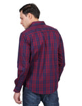 Camisas Para Hombre Manga Larga Cuadros Regular Fit Vino B25207