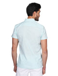 Camisas Para Hombre Bobois Moda Casuales Manga Corta Lino Relaxed Fit Aqua B21374
