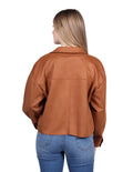 Chaqueta Corta Para Mujer Gamuza Camel Q23103