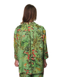 Blusas Camiseras Para Mujer Bobois Moda Casuales Manga Larga Estampada Tropical Playa N31110 Verde
