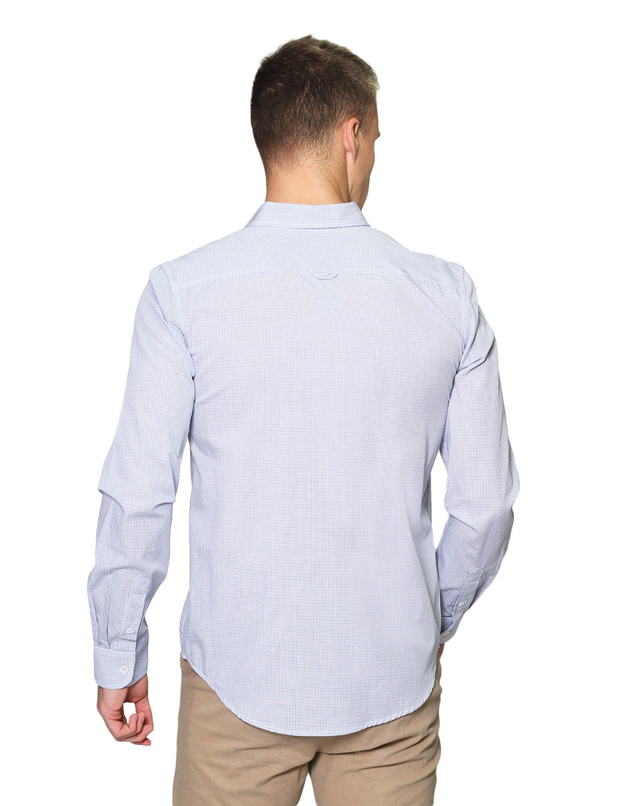 Camisas Para Hombre Bobois Casuales Moda Manga Larga B31201 Azul Regular Fit