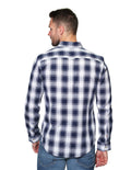Camisas Para Hombre Bobois Casuales Moda Manga Larga Cuadros Slim Fit B31110 Marino