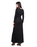 Vestidos Para Mujer Bobois Moda Casuales Maxi Largo Manga Larga Con Cinto Negro S23103