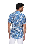 Camisas Para Hombre Bobois Moda Casuales Manga Corta Estampada Hawaiana Playa Relaxed Fit Azul B22352