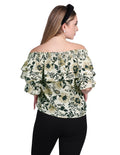 Blusas Para Mujer Off Shoulders Estampado Floral Con Olanes Manga Corta Unico N23111