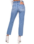 Jeans Para Mujer Bobois Moda Casuales Pantalones de Mezclilla Slim Mom Fit Tiro Alto Bleach V23107