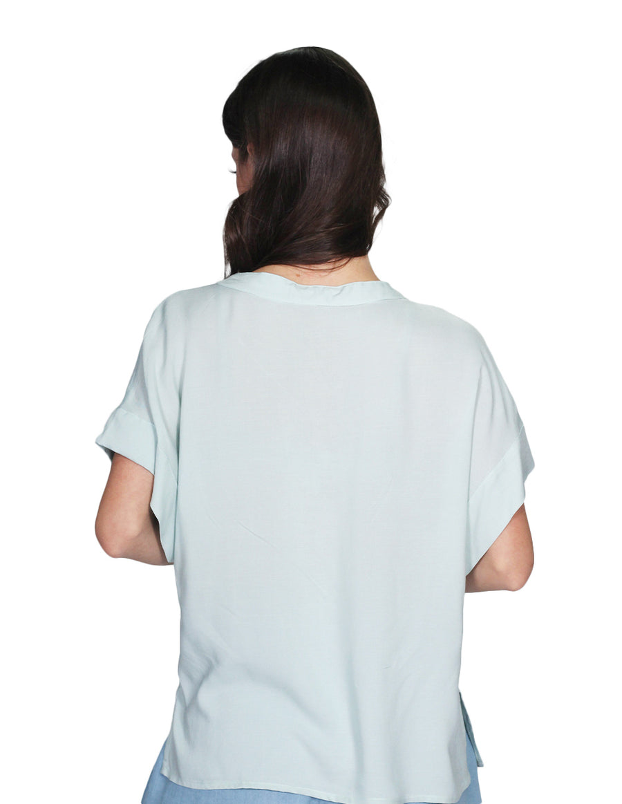 Blusas Para Mujer Bobois Moda Casuales Manga Corta Camisera Amplia Azul N21110