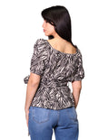 Blusas Para Mujer Bobois Moda Casuales Cruzada Animal Print N31120 Negro