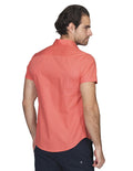 Camisas Para Hombre Bobois Moda Casuales Manga Corta Estampado de Puntos Slim Fit Naranja B21158