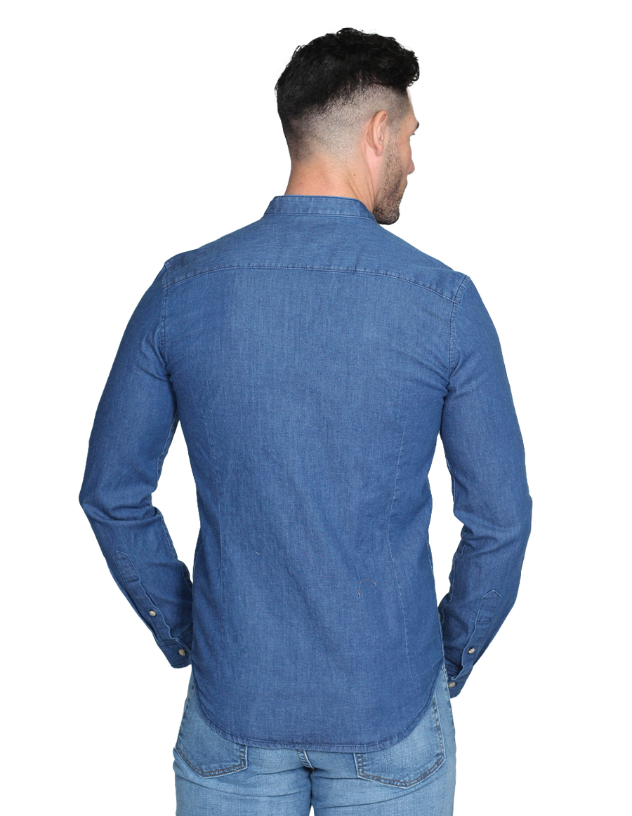 Camisas Para Hombre Bobois Casuales Moda Manga Larga Cuello Mao