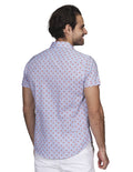 Camisas Para Hombre Bobois Moda Casuales Manga Corta Con Estampado Regular Fit Azul B21355