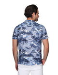 Camisas Para Hombre Bobois Moda Casuales Manga Corta Estampada Hawaiana Playa Relaxed Fit Azul B22364