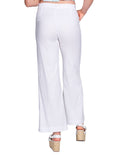 Pantalones Para Mujer Bobois Moda Casuales Amplios De Lino Tiro Alto Blanco W21103