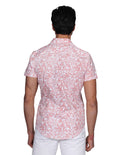 Camisas Para Hombre Bobois Moda Casuales Manga Corta Estampada Floreada Hawaiana Playa Slim Fit Rosa B21380