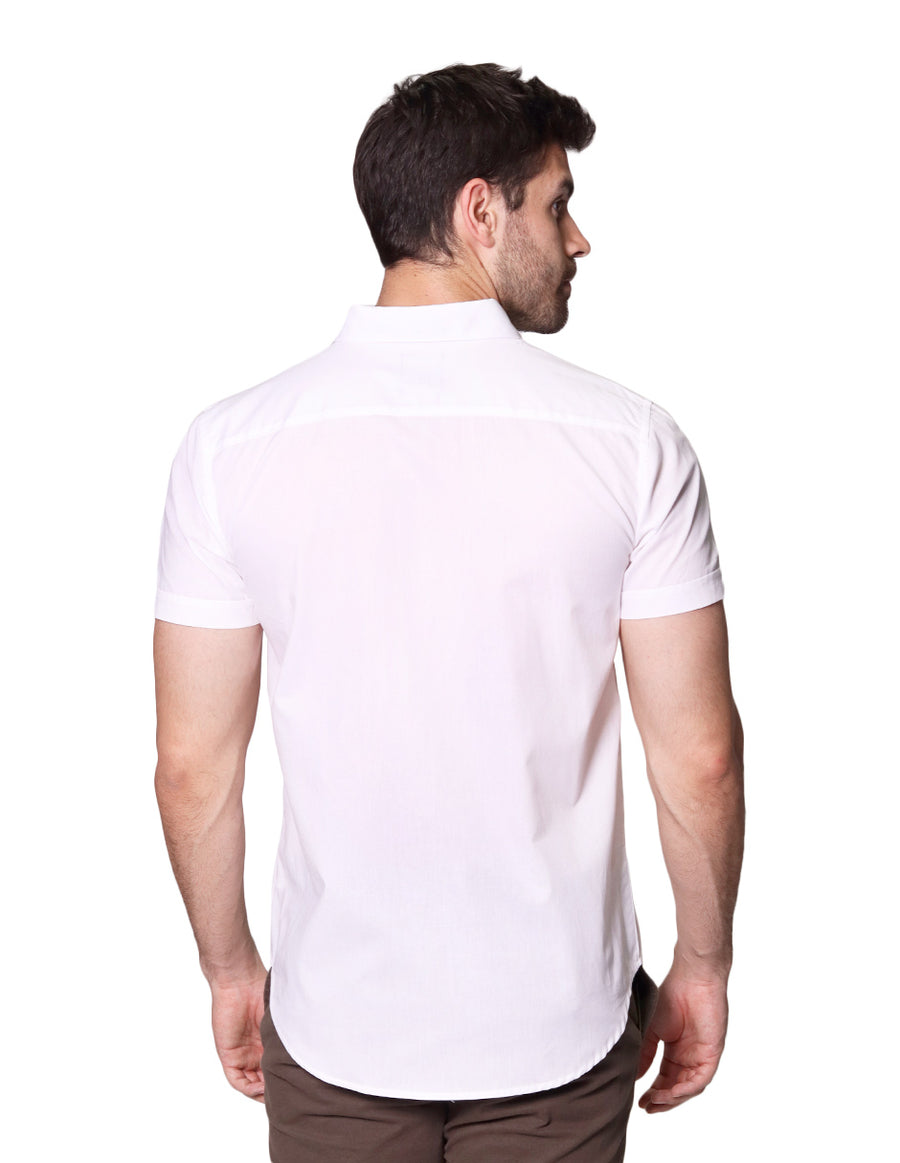 Camisas Para Hombre Bobois Moda Casuales Manga Corta Lisa Regular Fit B31250 Blanco