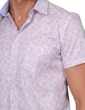 Camisas Para Hombre Bobois Moda Casuales Manga Corta Estampada Playa Slim Fit Rosa B21381