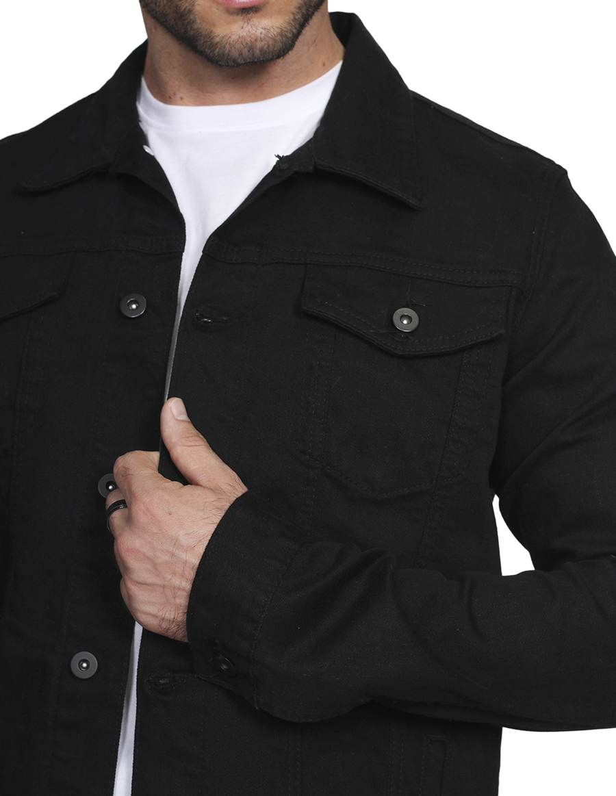 Chamarra sales negra hombre