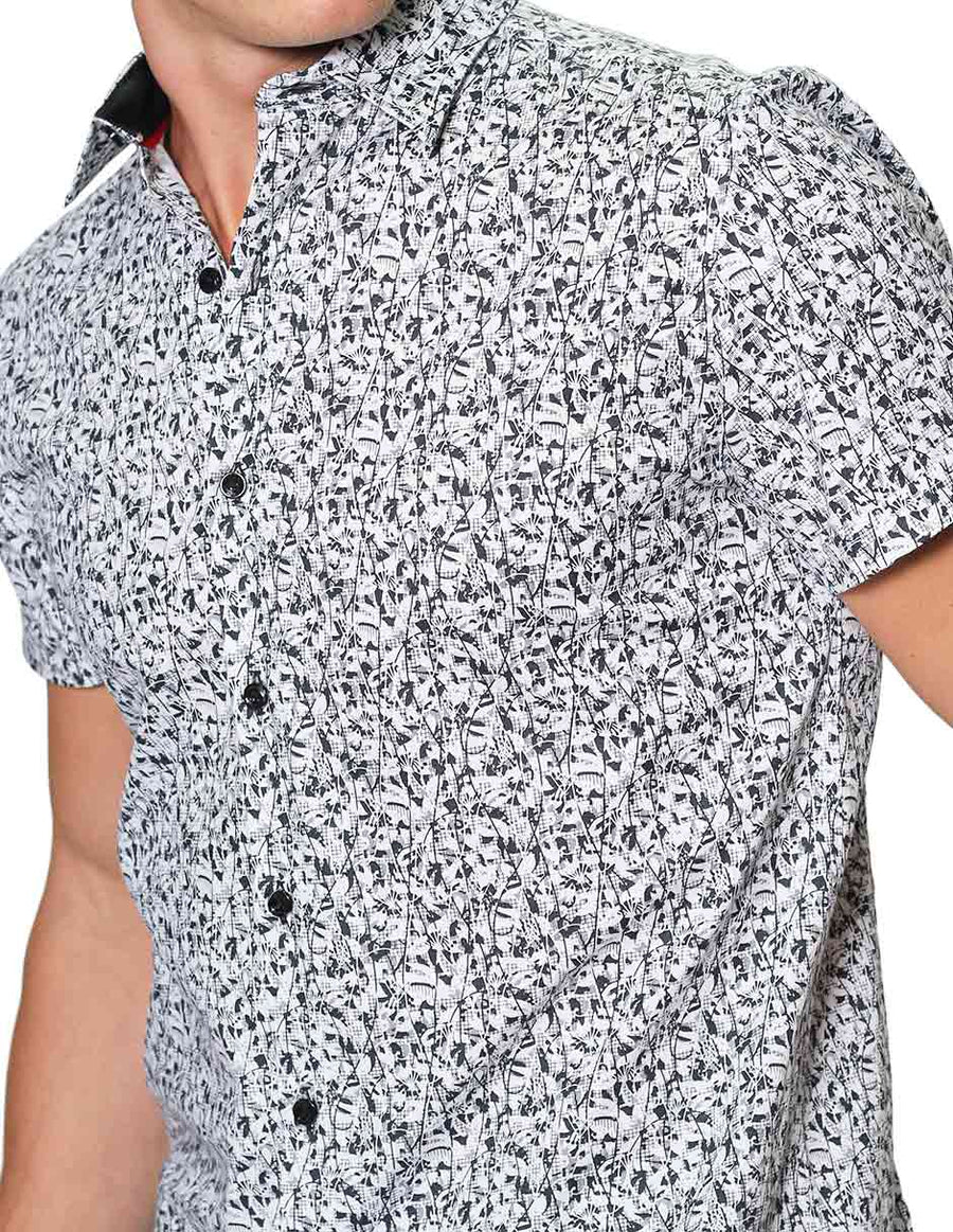 Camisas Para Hombre Bobois Moda Casuales Manga Corta Estampada Algodón Slim Fit B31355 5