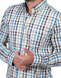 Camisas Para Hombre Manga Larga Estampado Cuadros Regular Fit Olivo B25214