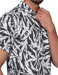 Camisas Para Hombre Bobois Moda Casuales Manga Corta Estampada Hawaiana Playa Relaxed Fit Gris B22354