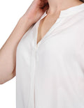 Blusas Para Mujer Bobois Moda Casuales Manga Corta Camisera Amplia Blanco N21110