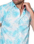 Camisas Para Hombre Bobois Moda Casuales Manga Corta Estampado Hawaianas Regular Fit Aqua B21361