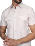Camisas Para Hombre Bobois Moda Casuales Manga Corta Con Bolsas Tipo Lino Regular Fit Arena B21352
