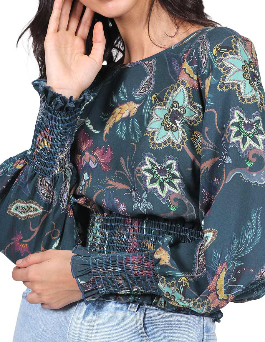 Blusas Para Mujer Bobois Moda Casuales Estampado Floral Manga Larga Unico N23118