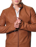 Chamarras Hombre Piel Sintetica Casuales Moda Camel D25112