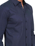 Camisas Para Hombre Bobois Moda Casuales Manga Larga Estampado Puntos Regular Fit Marino B21313