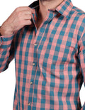 Camisas Para Hombre Bobois Casuales Moda Manga Larga Cuadros Slim Fit Verde B25106