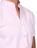 Camisas Para Hombre Bobois Moda Casuales Manga Corta Cuello Mao Tipo Lino Relaxed Fit Rosa B21373