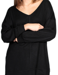 Sueters Para Mujer Bobois Moda Casuales Cuello V Amplio Comodo Oversize Negro O13106