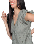 Blusas Para Mujer Bobois Moda Casuales Bodada Con Olanes Sage N21108
