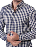 Camisas Para Hombre Manga Larga Cuadros Regular Fit Beige B25205