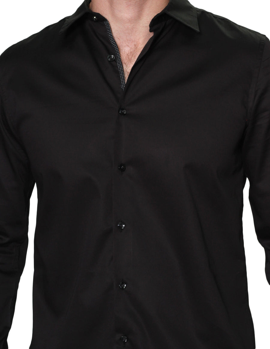 Camisas Para Hombre Bobois Moda Casuales Manga Larga Satinada Formal Slim Fit B31301 Negro