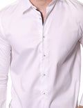 Camisas Para Hombre Bobois Moda Casuales Manga Larga Satinada Formal Slim Fit B31301 Blanco