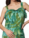 Blusas Para Mujer Bobois Moda Casuales Tirantes Anchos Estampado Tropical N31138 Unico
