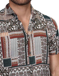 Camisas Para Hombre Bobois Moda Casuales Manga Corta Estampada Relaxed Fit 7 B22360