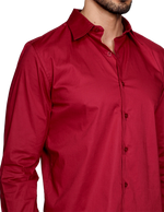 Camisas Para Hombre Manga Larga Slim Fit Vino BPOPST