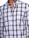 Camisas Para Hombre Bobois Moda Casuales Manga Larga Cuadros Silm Fit Azul B21107