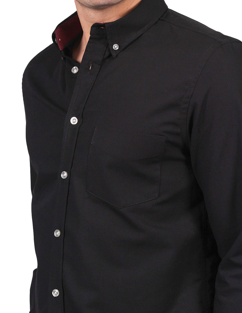 Camiseta de manga larga lisa para hombre negra Bolf 1209 NEGRO