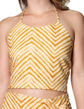Blusas Para Mujer Bobois Moda Casuales Crop Top Tipo Lino Halter Escote En Espalda N31141 Arena