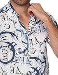 Camisas Para Hombre Bobois Moda Casuales Manga Corta Estampada Hawaiana Playa Relaxed Fit Azul B22356