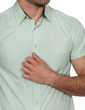 Camisas Para Hombre Bobois Moda Casuales Manga Corta Estampado Puntos Slim Fit Menta B21378