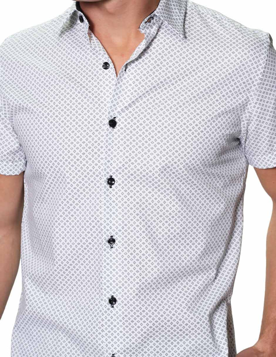 Camisas Para Hombre Bobois Moda Casuales Manga Corta Estampada Algodón Slim Fit B31355 3